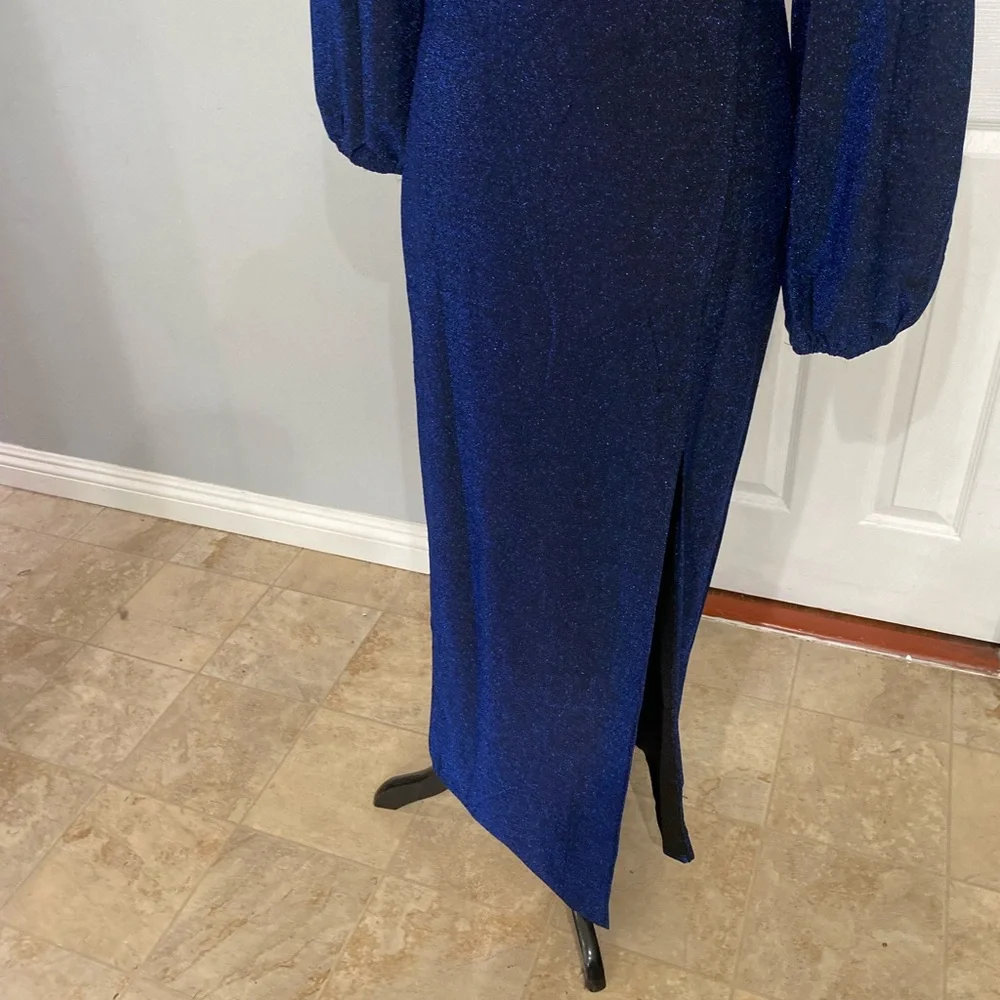Women Large Dark blue, floor-length evening gown, balloon Sleeve - Picture 7 of 9